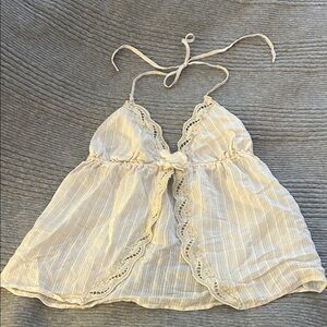 Cream Halter Lace Trim BOHO camisole
